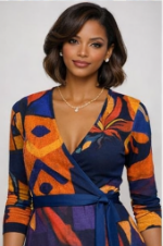 Rich and Rich Orange Pattern Women's Wrap Dress