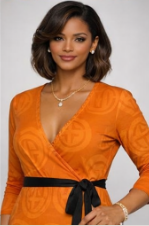 Rich and Rich Orange Feng Shui Inspired Women's Wrap Dress