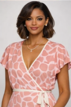 Rich and Rich Pink Abstract Women's Tea Dress