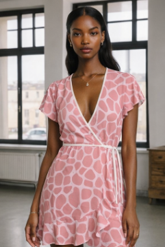 Rich and Rich Pink Abstract Women's Tea Dress
