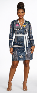Rich and Rich Women's Blue Jean Look Wrap Dress