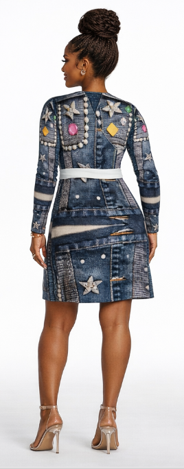 Rich and Rich Women's Blue Jean Look Wrap Dress