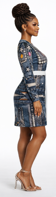 Rich and Rich Women's Blue Jean Look Wrap Dress