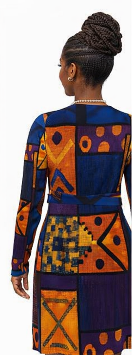Rich and Rich Orange Pattern Women's Wrap Dress