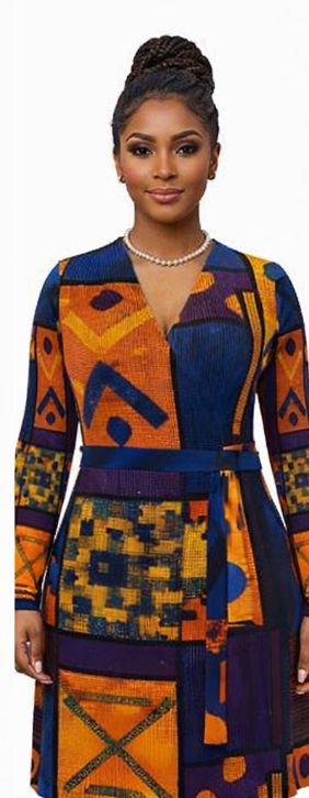 Rich and Rich Orange Pattern Women's Wrap Dress