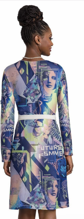 Rich and Rich Blue Graphic Multicolor Women's Wrap Dress