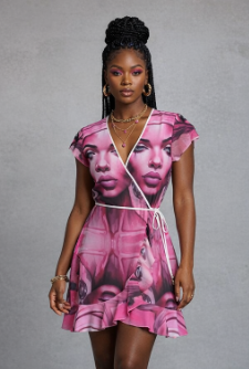 Rich and Rich 'Her Eyes' Pink Designer Women's Tea Dress
