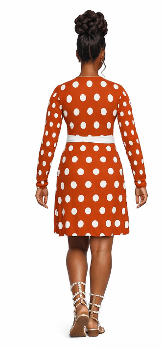Rich and Rich Orange Polka Dot Women's Designer Wrap Dress