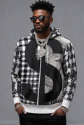 Rich and Rich Black and White Checker Men's Hoodie with White Trim
