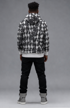 Rich and Rich Black and White Checker Men's Hoodie with White Trim