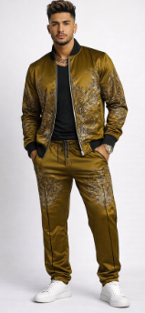 Rich and Rich Men's Brown Designer Bomber Jacket