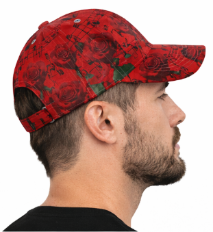 Rich and Rich Musical Notes and Red Roses Unisex Red Baseball Cap