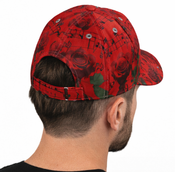 Rich and Rich Musical Notes and Red Roses Unisex Red Baseball Cap