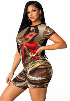 Rich and Rich LuiiLoviie Womens Red Multi Women's Short Yoga Set