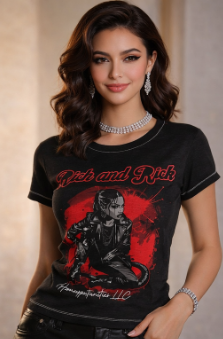 Rich and Rich Luiiloviie Bold Women's Red and Black Graphic T-Shirt