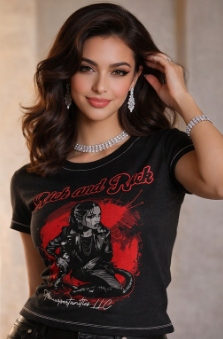 Rich and Rich Luiiloviie Bold Women's Red and Black Graphic T-Shirt