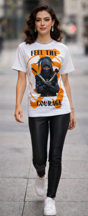 Rich and Rich Unisex Ninja Courage Graphic  White T-Shirt