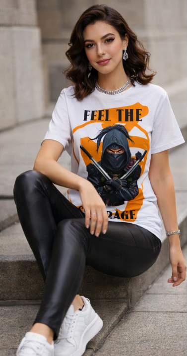 Rich and Rich Unisex Ninja Courage Graphic  White T-Shirt