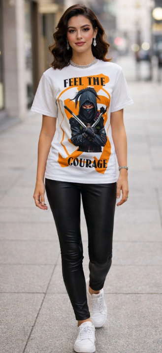 Rich and Rich Unisex Ninja Courage Graphic  White T-Shirt