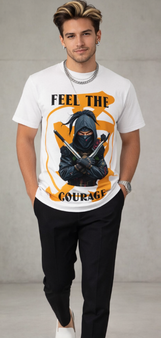Rich and Rich Unisex Ninja Courage Graphic  White T-Shirt