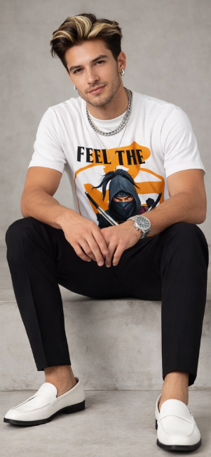 Rich and Rich Unisex Ninja Courage Graphic  White T-Shirt