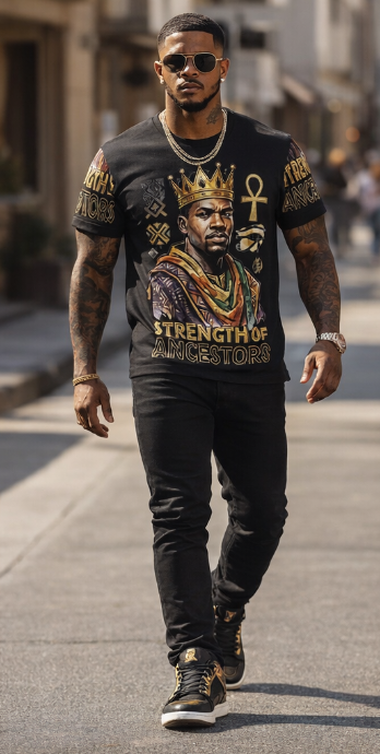 Rich and Rich Strength of Ancestors Men's Black T-Shirt