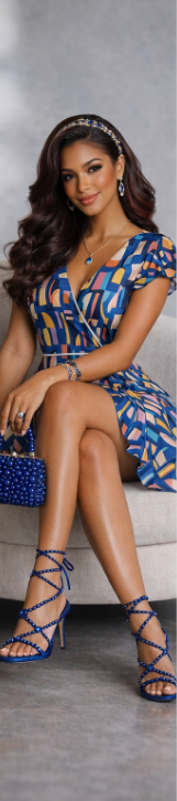Rich and Rich Blue Abstract Women's Tea Dress