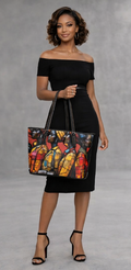 Rich and Rich 6888th Women's Black Multi Pu Leather Handbag