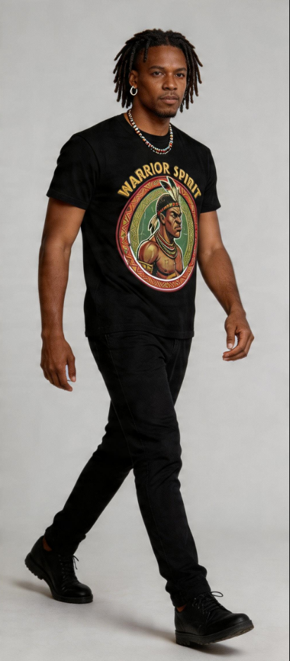 Rich and Rich Warrior Spirit Men’s Black T-Shirt | Graphic Tee | Soft Polyester Statement Shirt