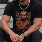 Men's black T-shirt with King of Kings all-over graphic print — alternate view