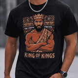 Men's black T-shirt with King of Kings all-over graphic print — product detail