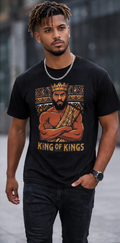 Rich and Rich King of Kings Men’s Black T-Shirt | All-Over Print Graphic Tee | Soft Polyester Fashion Shirt