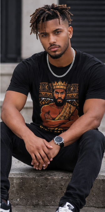 Rich and Rich King of Kings Men’s Black T-Shirt | All-Over Print Graphic Tee | Soft Polyester Fashion Shirt