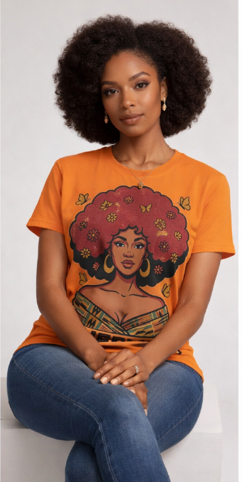Rich and Rich Queen Of The Earth Women’s Orange Multicolor T-Shirt | Soft Polyester Spandex Graphic Tee