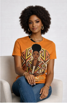 Rich and Rich Melanin Magic Women’s Orange T-Shirt | Women’s Crewneck Short Sleeve Graphic Tee