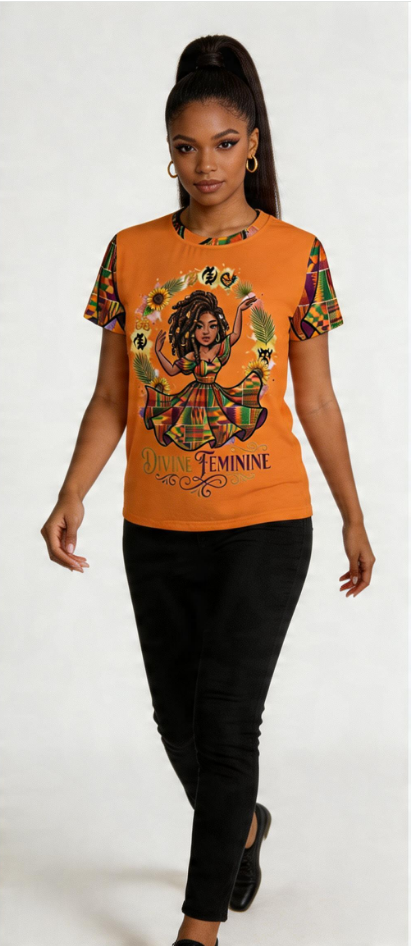 Rich and Rich Divine Feminine Women’s Orange T-Shirt | Soft Crewneck Short Sleeve Graphic Tee