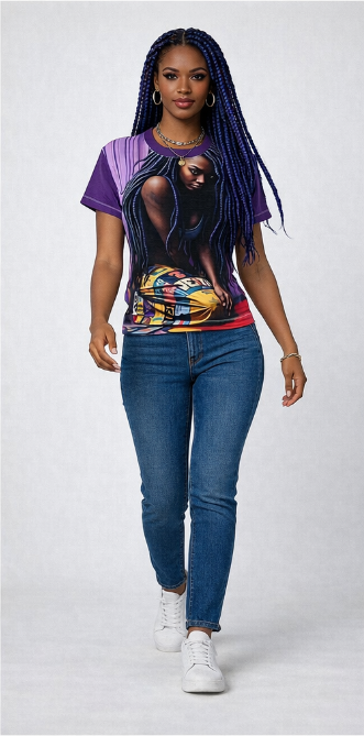 Rich and Rich Vibrant Women's Worth Purple Tee with Bold Graphic Design - Perfect for Casual Outings