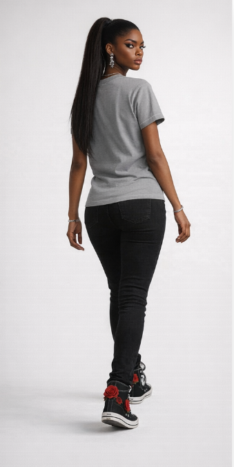 Rich and Rich Empowered Women’s Grey Tee - Samurai Style Graphic Shirt