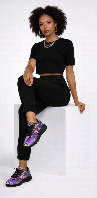 Rich and Rich Purple Abstract Women's Sneakers