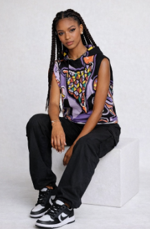 Rich and Rich Purple Abstract Sleeveless Women's Hoodie