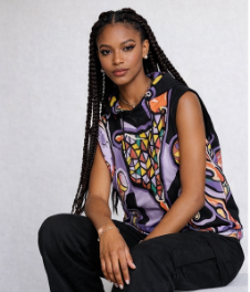 Rich and Rich Purple Abstract Sleeveless Women's Hoodie