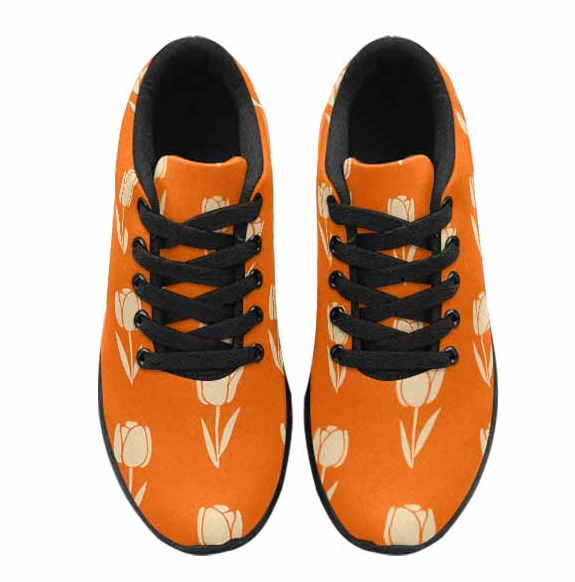 Rich and Rich Women’s Orange Floral Low Top Sneakers | Lightweight Casual Running Shoes