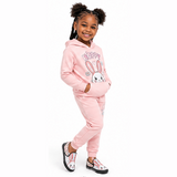 Pink girls' slip-on canvas shoes with bunny print, cushioned footbed and rubber outsole — additional view 6
