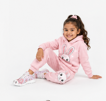 Rich and Rich Girls Pink Bunny Running Shoes | Lightweight Kids Athletic Sneakers