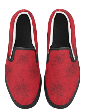 Rich and Rich Red Roses Women’s Slip On Canvas Shoes | Floral Casual Sneakers for Women