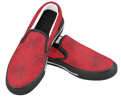 Rich and Rich Red Roses Women’s Slip On Canvas Shoes | Floral Casual Sneakers for Women