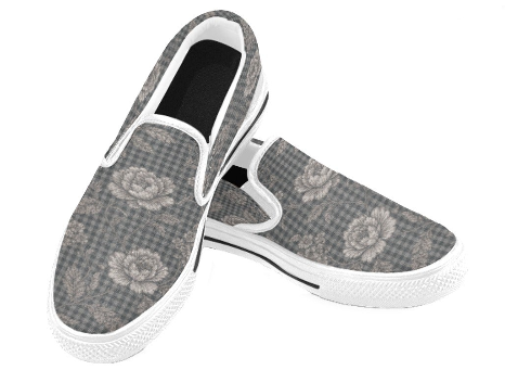 Rich and Rich Gray Floral Men’s Slip-On Canvas Shoes | Stylish Casual Floral Shoes for Men