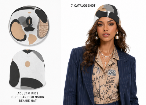 Rich and Rich Adult and Kids Circular Dimension Beanie Hat | Reversible Designer Winter Beanie