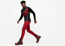 Load image into Gallery viewer, Rich and Rich BlackRedRose Men's Black Turtleneck | Designer Slim-Fit Roll Neck Shirt - Rich and Rich Homeopportunities
