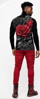 Rich and Rich BlackRedRose Men's Black Turtleneck | Designer Slim-Fit Roll Neck Shirt